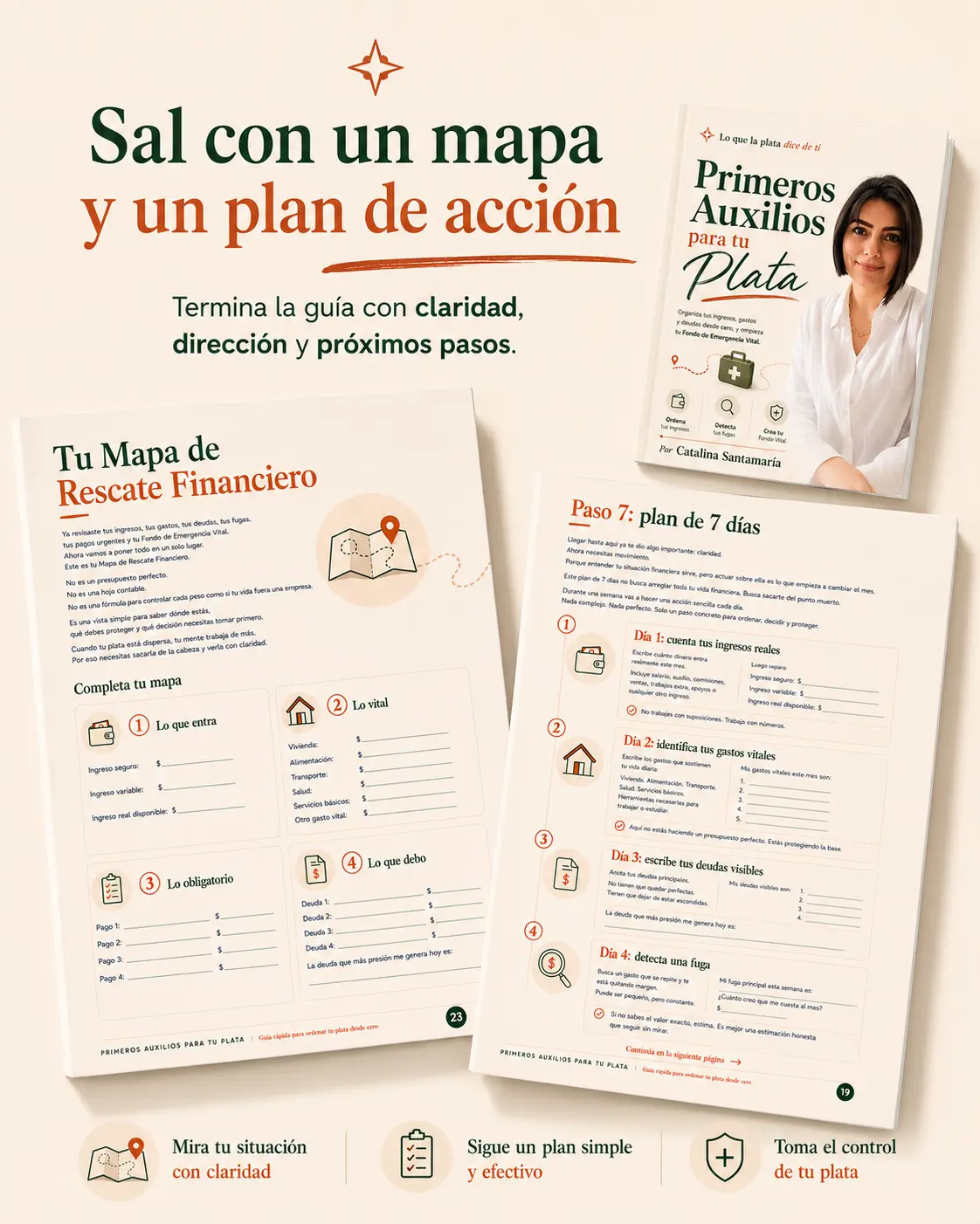 Mapa de Rescate Financiero y Plan de 7 días incluidos en Primeros Auxilios para tu Plata.