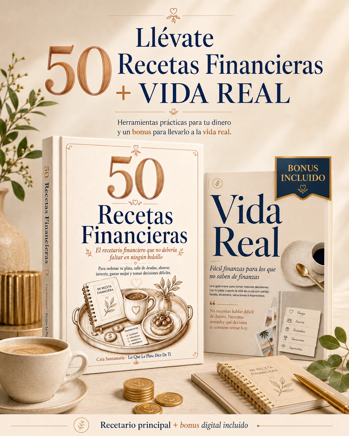 Bundle de 50 Recetas Financieras con el bonus VIDA REAL incluido.